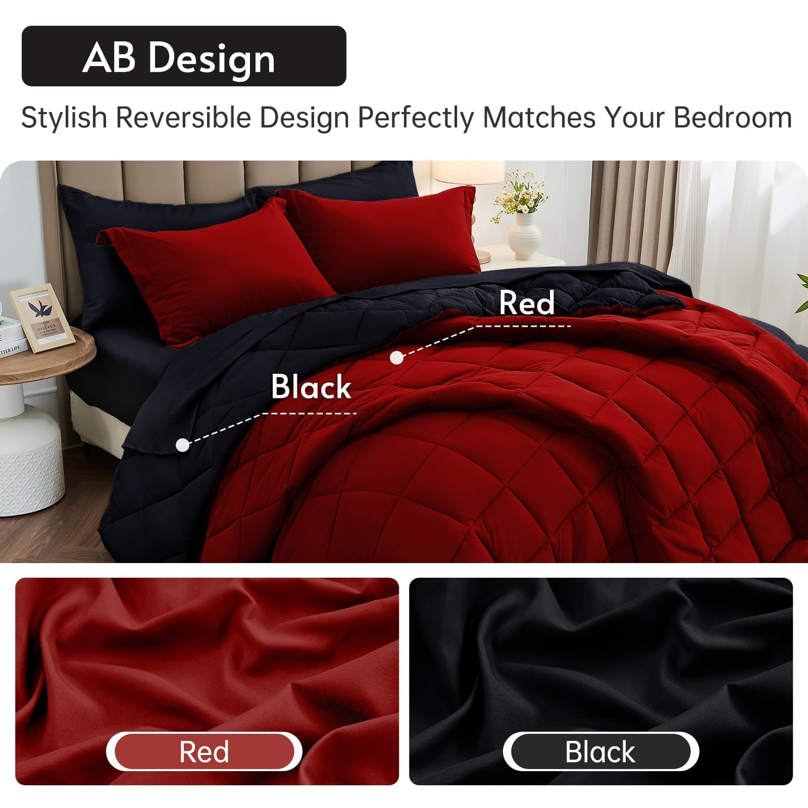 MUXHOMO box stitching detail on comforter ensuring even fill and long-lasting loft