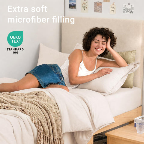 MUXHOMO comforter loft and fill detail showing fluffy down-alternative warmth