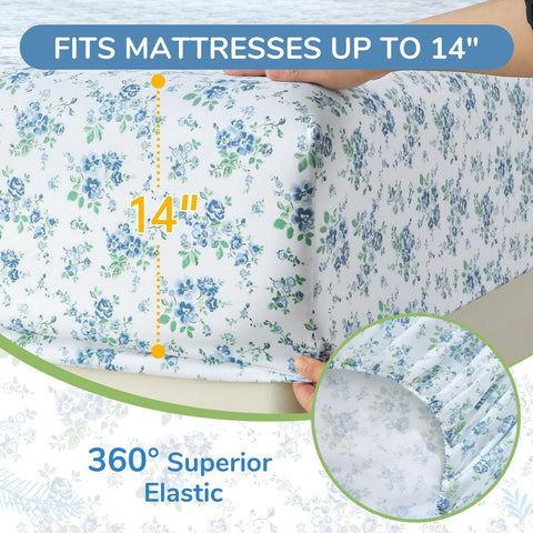 MUXHOMO flat sheet spread to show full blossoms pattern and smooth surface