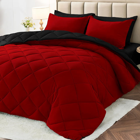 MUXHOMO front view of oversized king comforter set showing full coverage and style