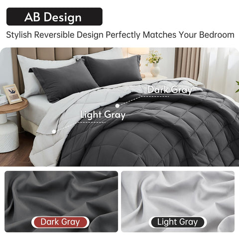 MUXHOMO dark grey comforter side styled for modern bedroom benefit