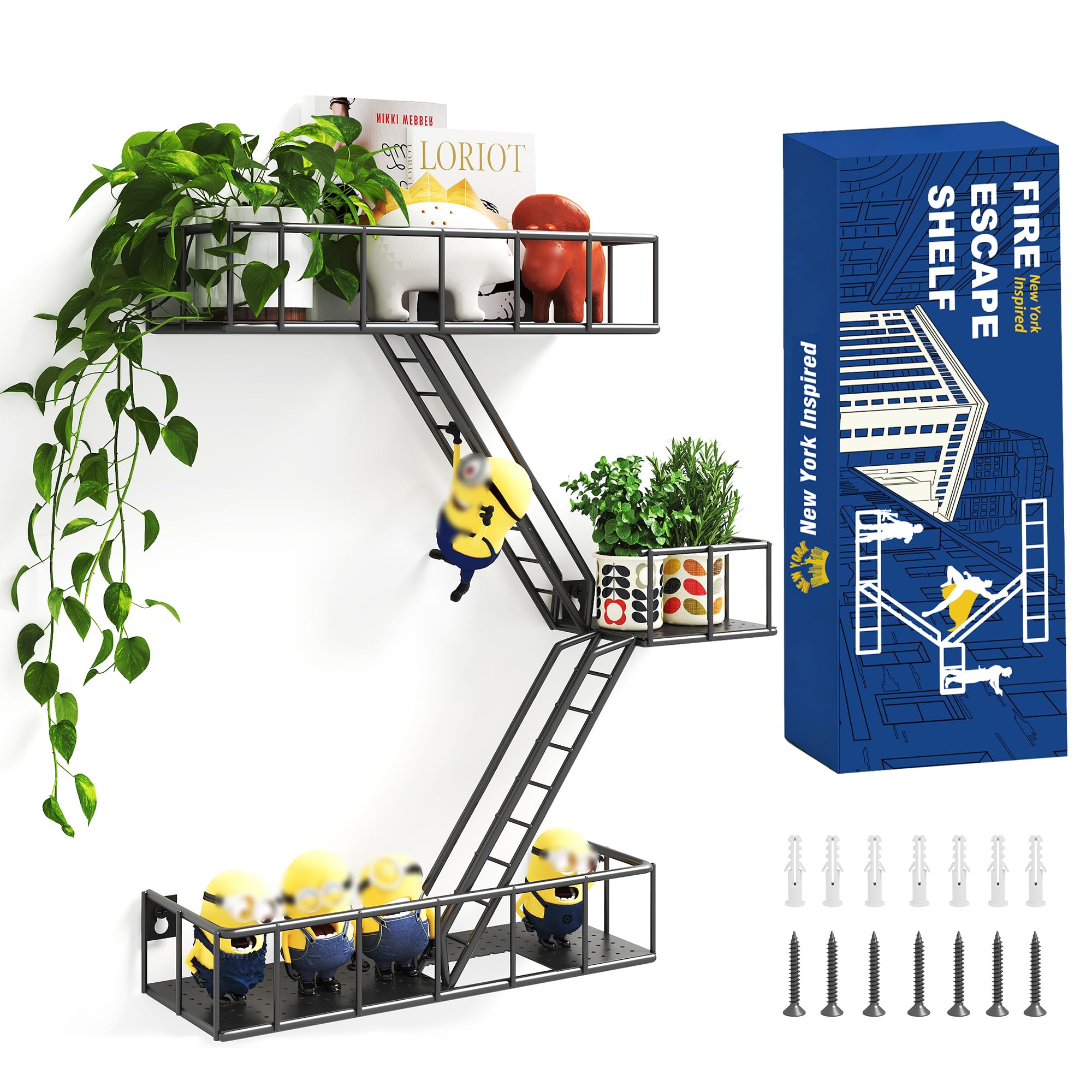MVPSONAG front view fire escape shelf showing industrial look and space saving benefit