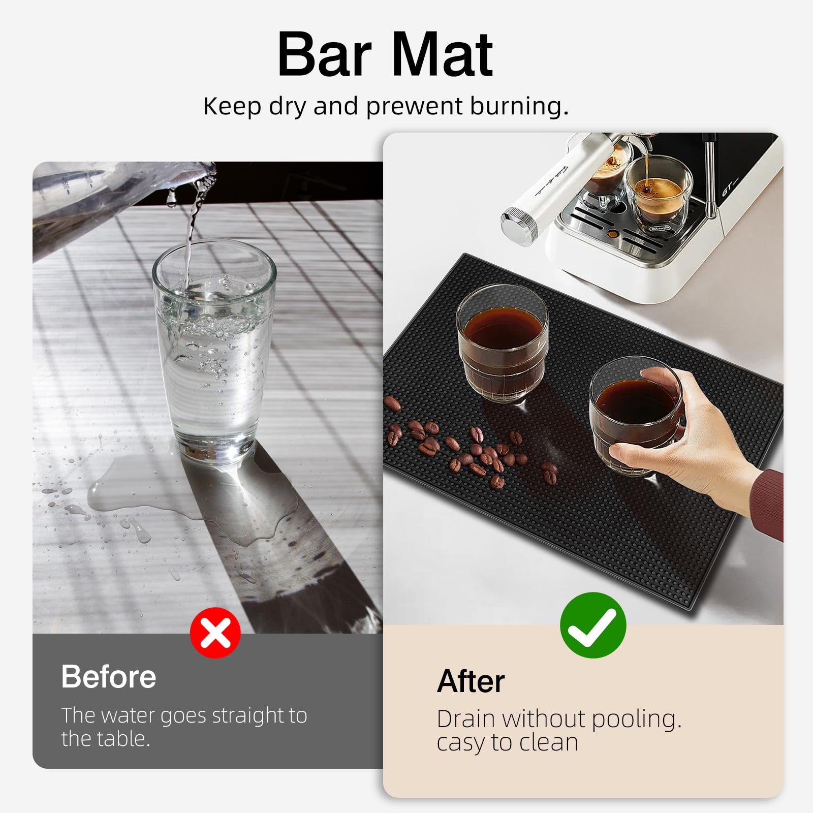 mwellewm mat placed beneath espresso machine protecting countertop from drips