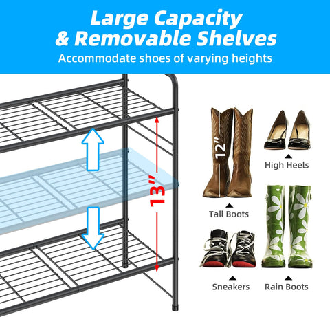MWQ bottom shelf holding boots showing support for taller shoes and stability benefit