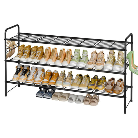 MWQ front view of 44-inch shoe rack showing organized pairs and space-saving benefit