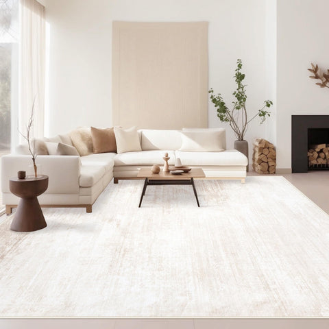 MXSANYOO rug in bedroom anchoring bed area and adding cozy neutral warmth