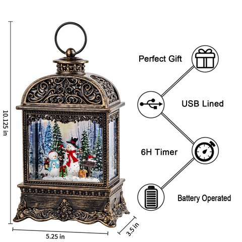 MXwcy close-up snow-effect detail revealing swirling flakes and clear acrylic for charm