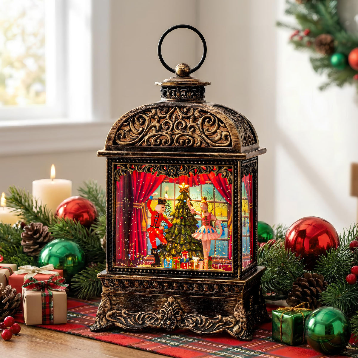 MXwcy front view lantern showing Nutcracker scene and glow