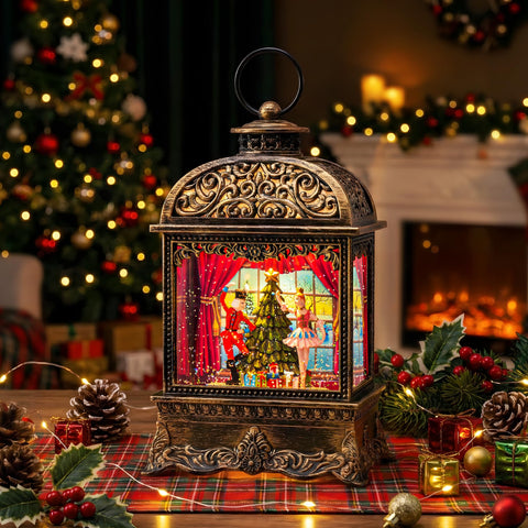 MXwcy lantern displayed on mantel adding holiday charm