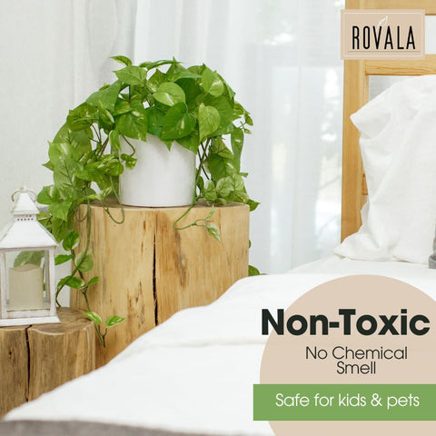 MY ROVALA white melamine pot and base for stable, modern display with no assembly