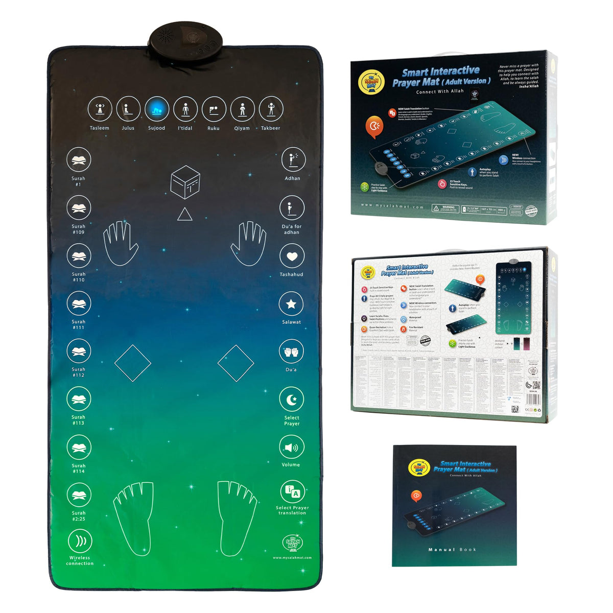 My Salah Mat front view showing guided lights and user-friendly layout for easier prayer