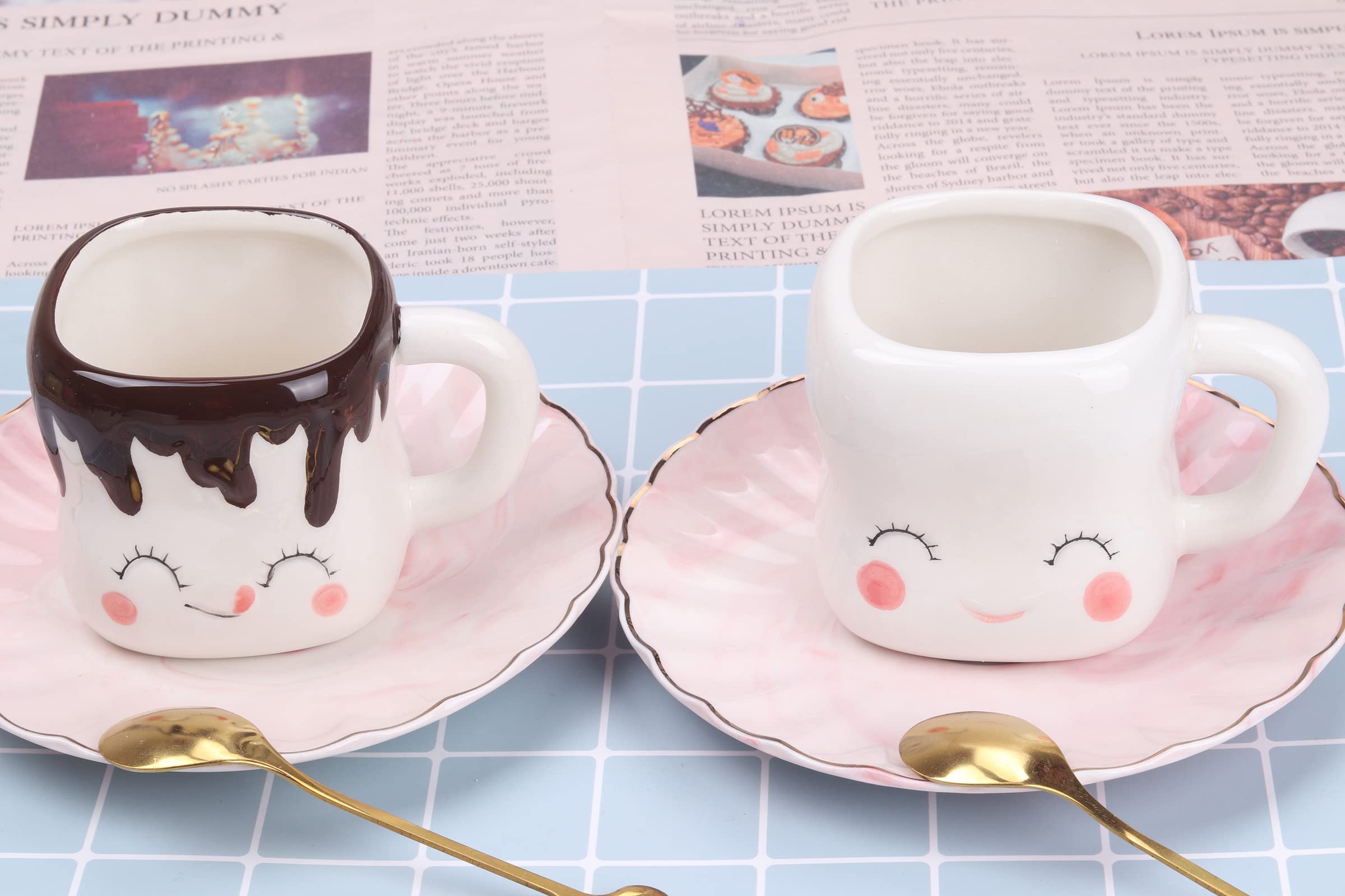 Mycts four marshmallow mugs on a kitchen table adding cheerful decor