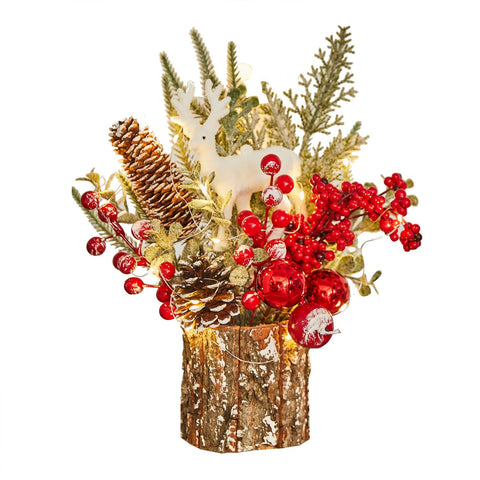 MYELLU stump tree front view showing full decoration and warm glow benefit