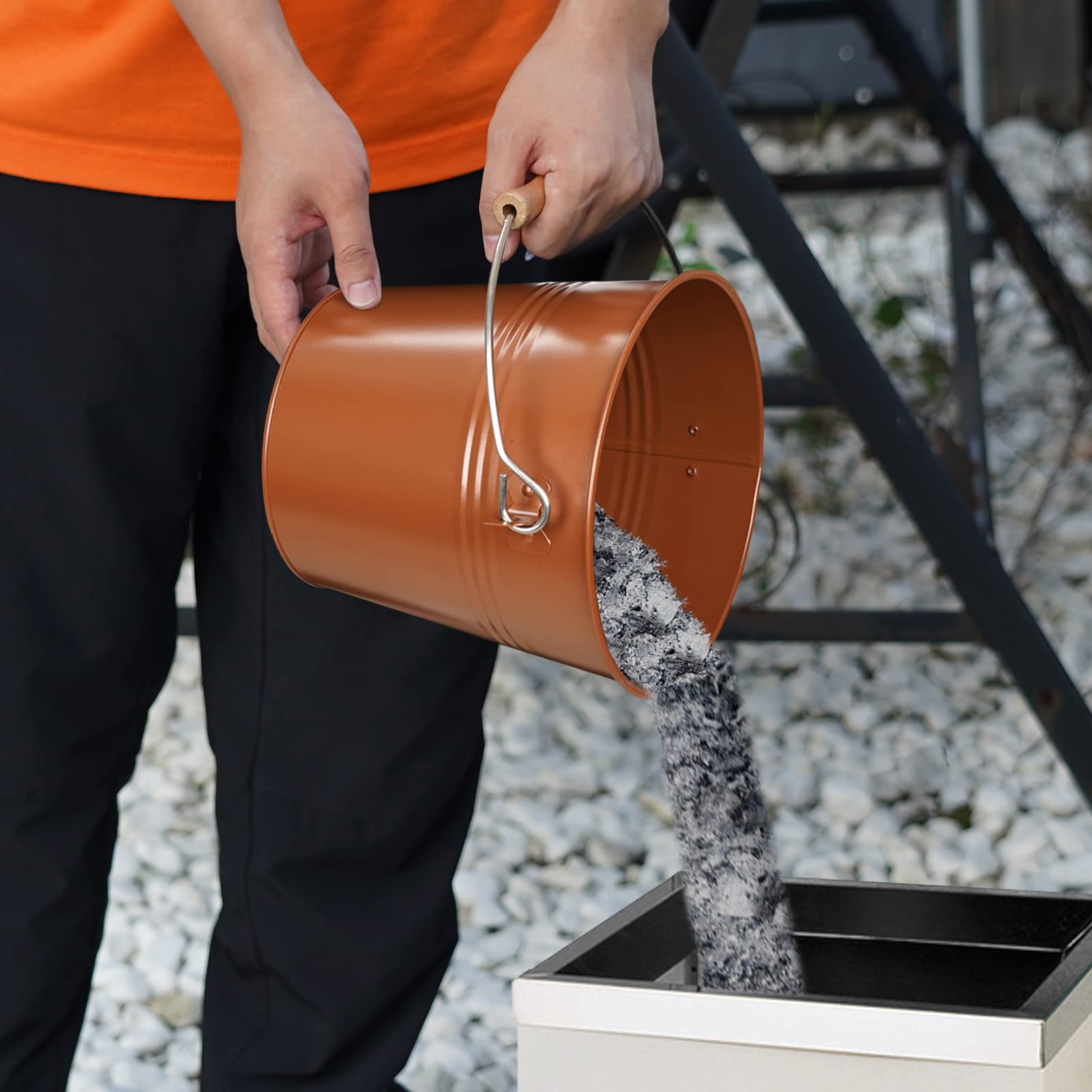 MYFIREPLACEDIRECT bucket next to a book showing compact size and space-saving benefit