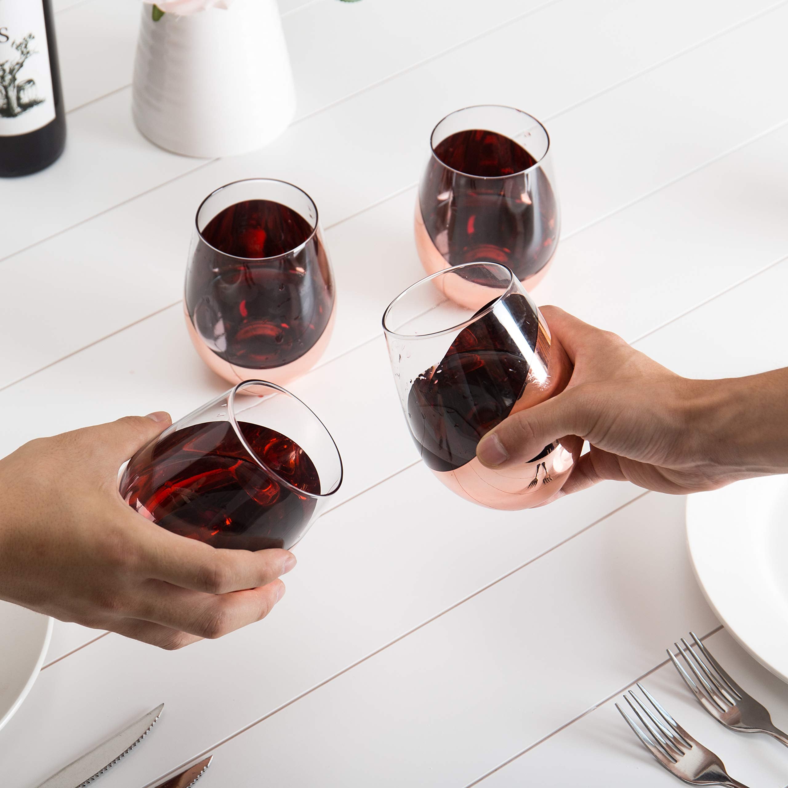 MyGift four glasses styled on table to demonstrate celebratory presentation benefit