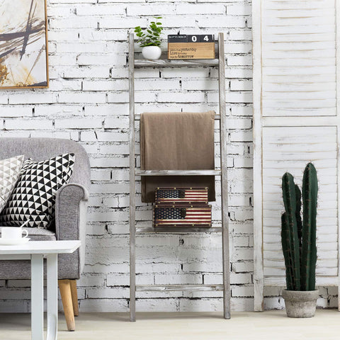 MyGift ladder staged in bathroom holding towels to maximize storage