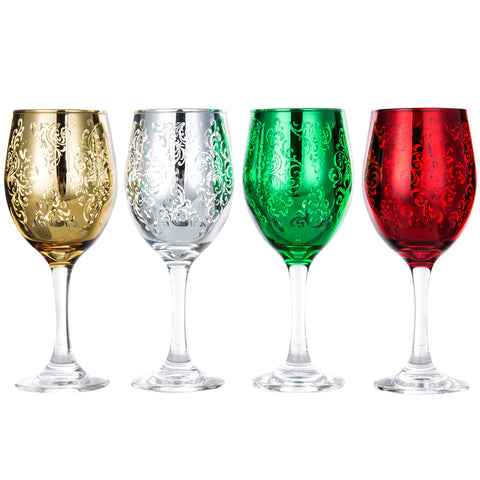 MyGift red glass held to show scale and elegant 10 oz capacity
