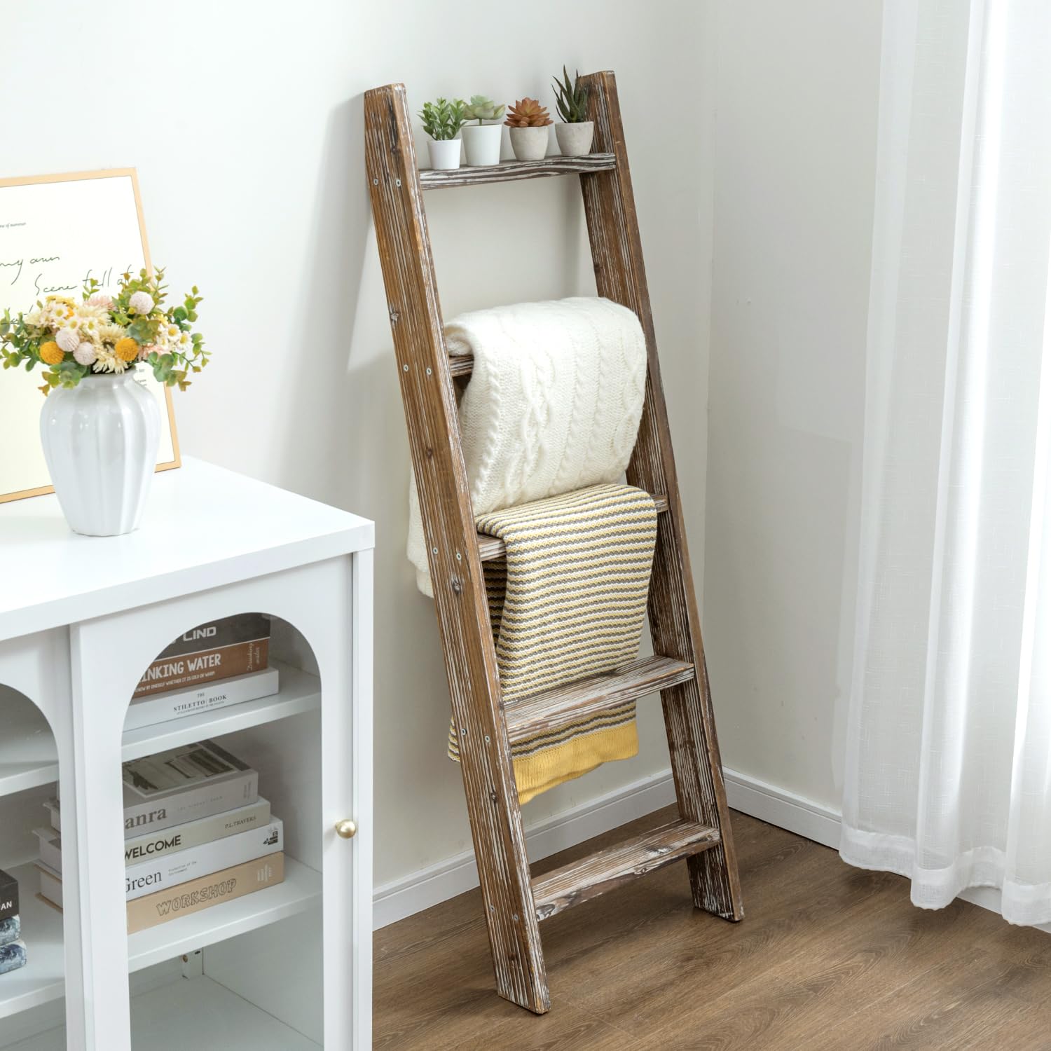 MyGift front view of ladder showing full height and rustic appeal