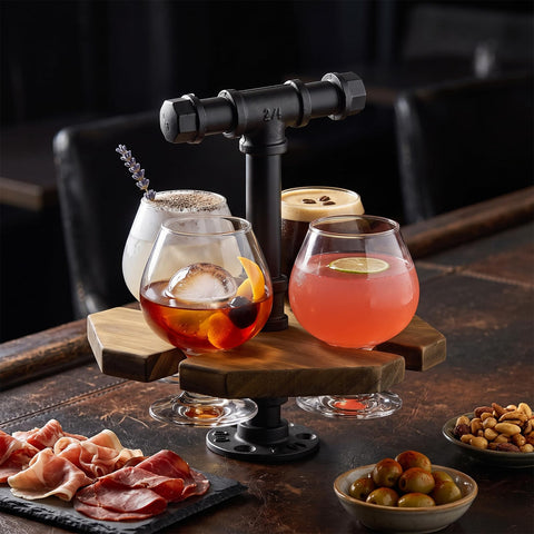 MyGift tray with glasses for scale and portable serving convenience
