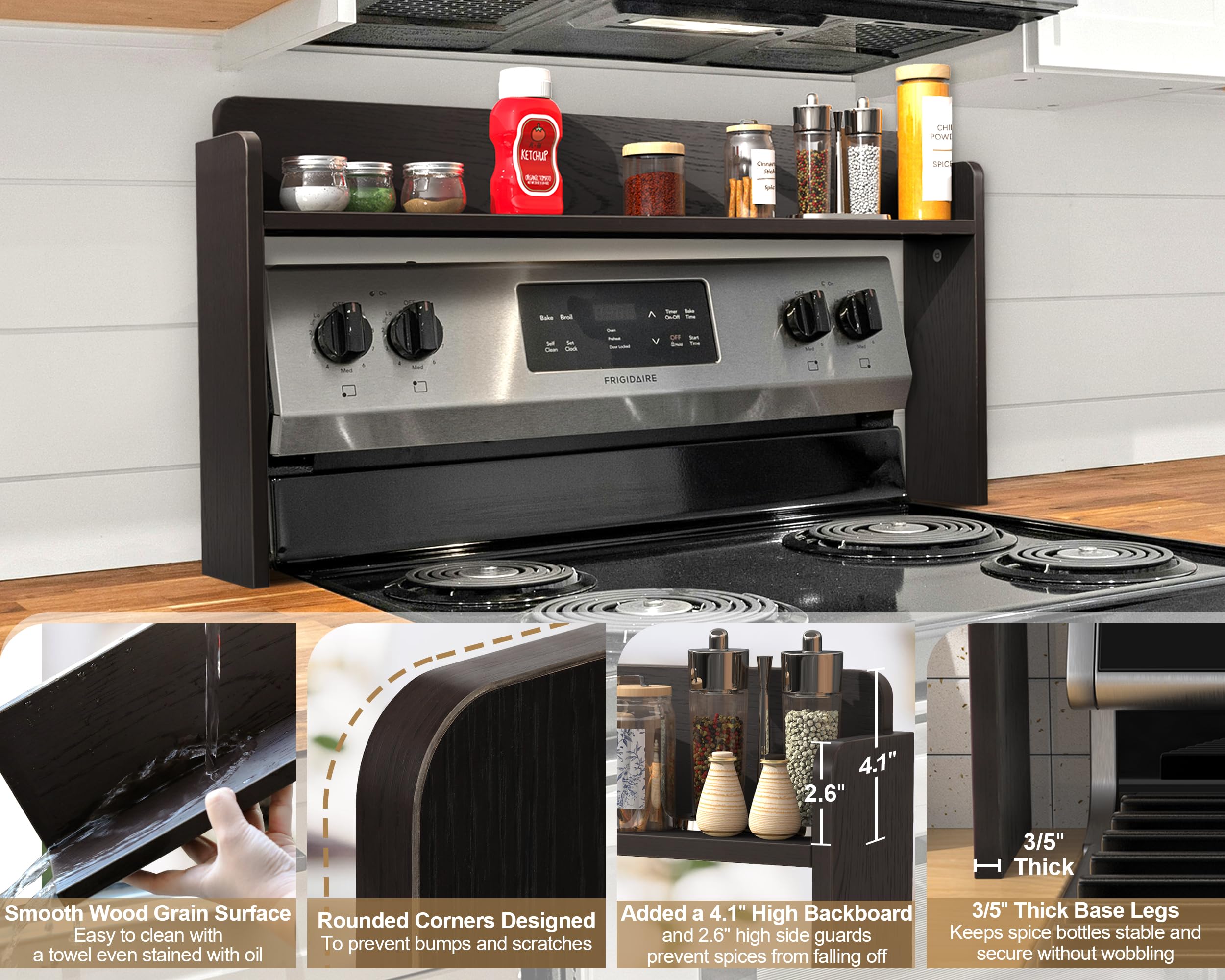 MyLifeUNIT installed behind a gas stove in a modern kitchen for tidy counters