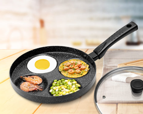 MyLifeUNIT pan cooking bacon and pancakes illustrating versatile multi-item use