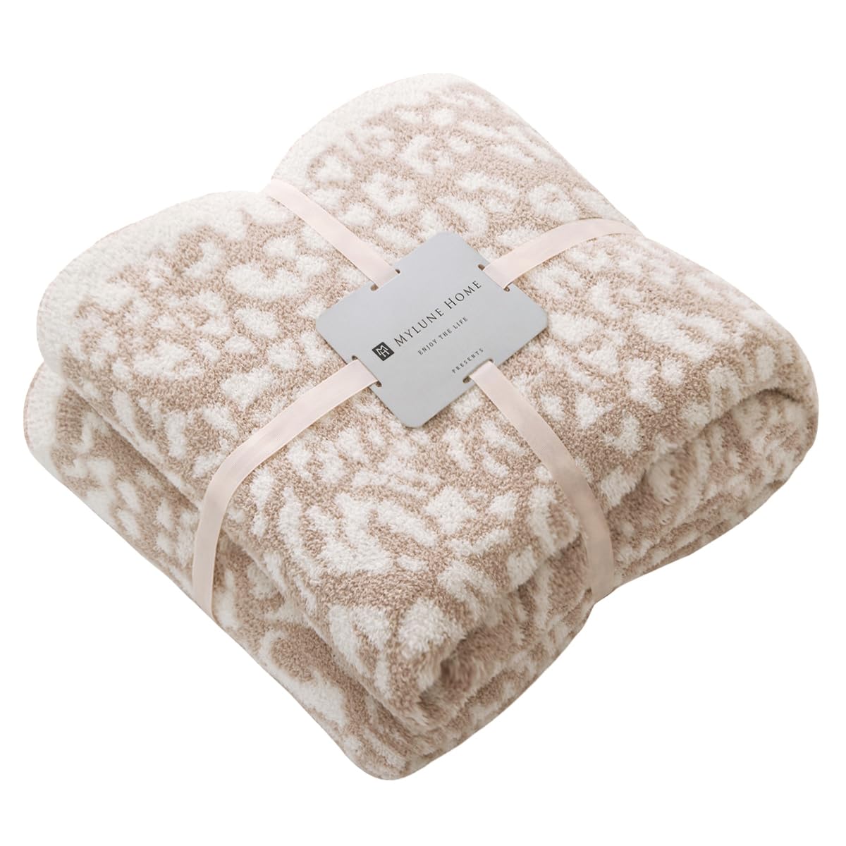 MH MYLUNE HOME front view of khaki leopard throw showing full pattern and size benefit