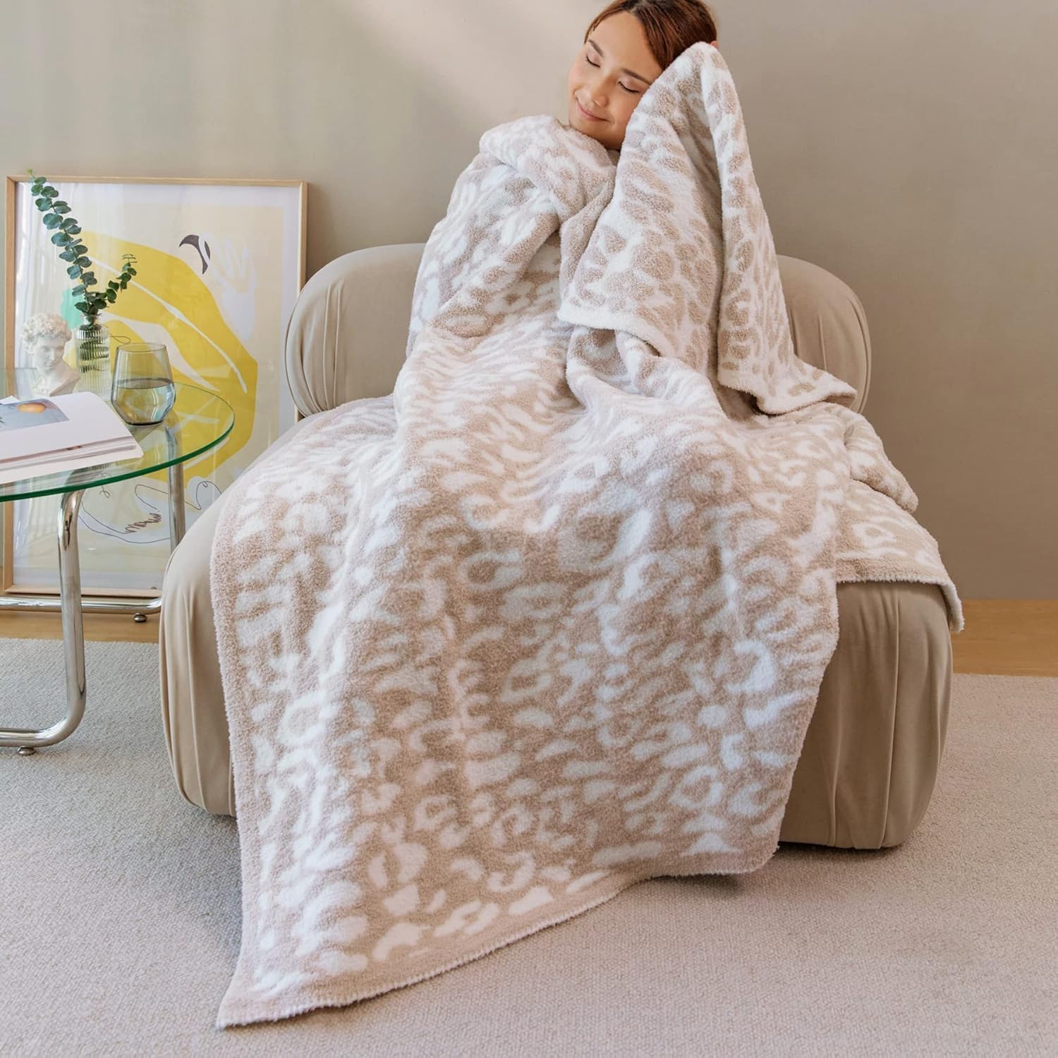 MH MYLUNE HOME draped over sofa illustrating decor upgrade and cozy comfort benefit