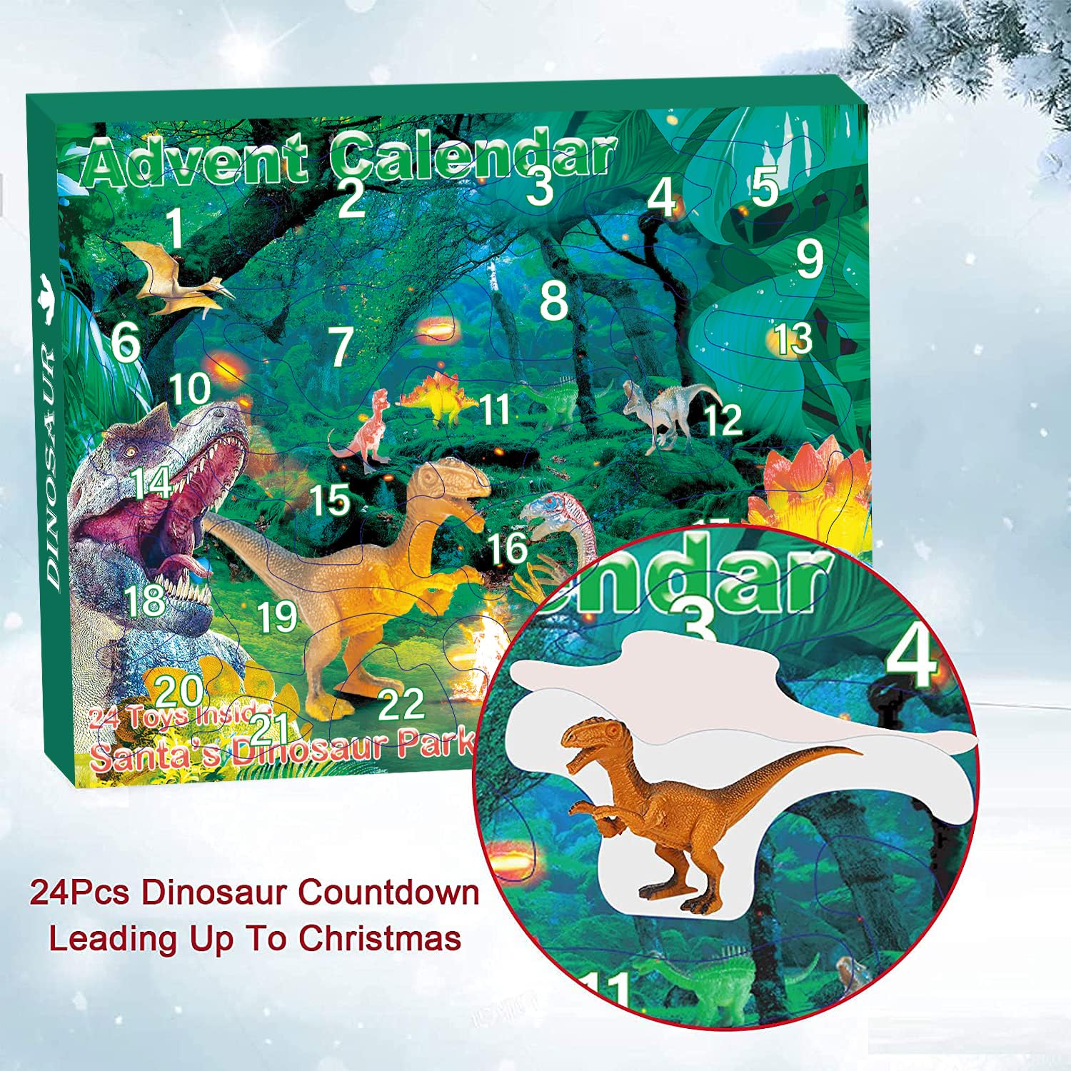 Myouth dinosaur figures arranged on display, encourages collection and play