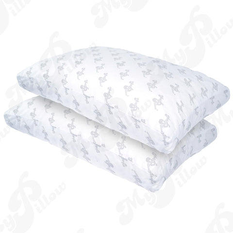 MyPillow king pillow next to ruler illustrating true king-size length and coverage