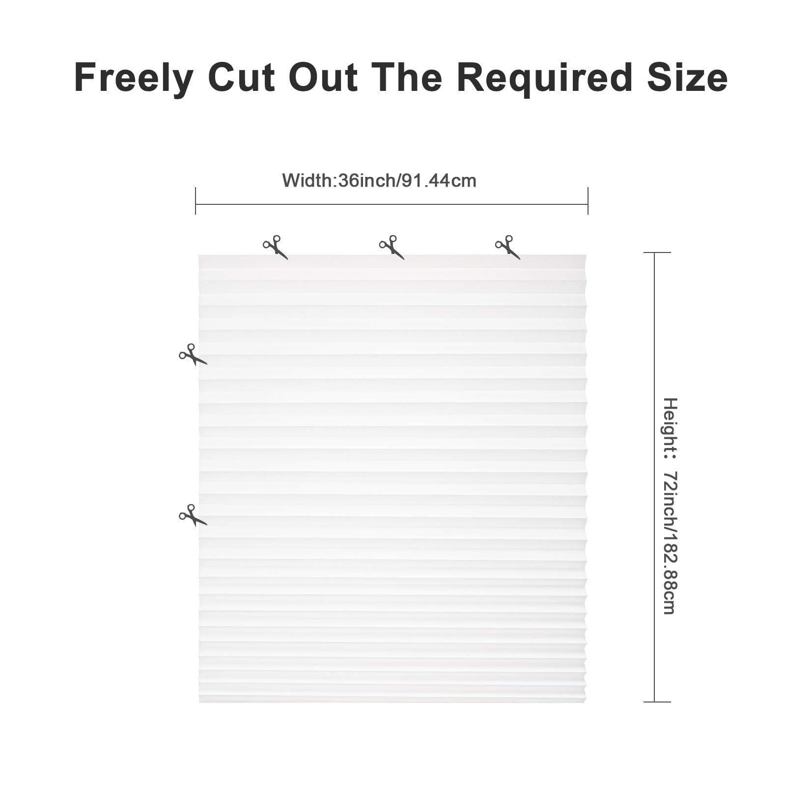 MYshade next to a ruler to show 36 by 72 inch scale for accurate sizing