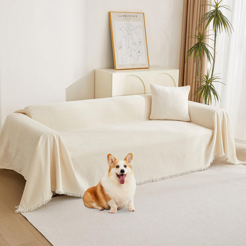MYSKY HOME beige front view showing full sectional coverage and cozy protection