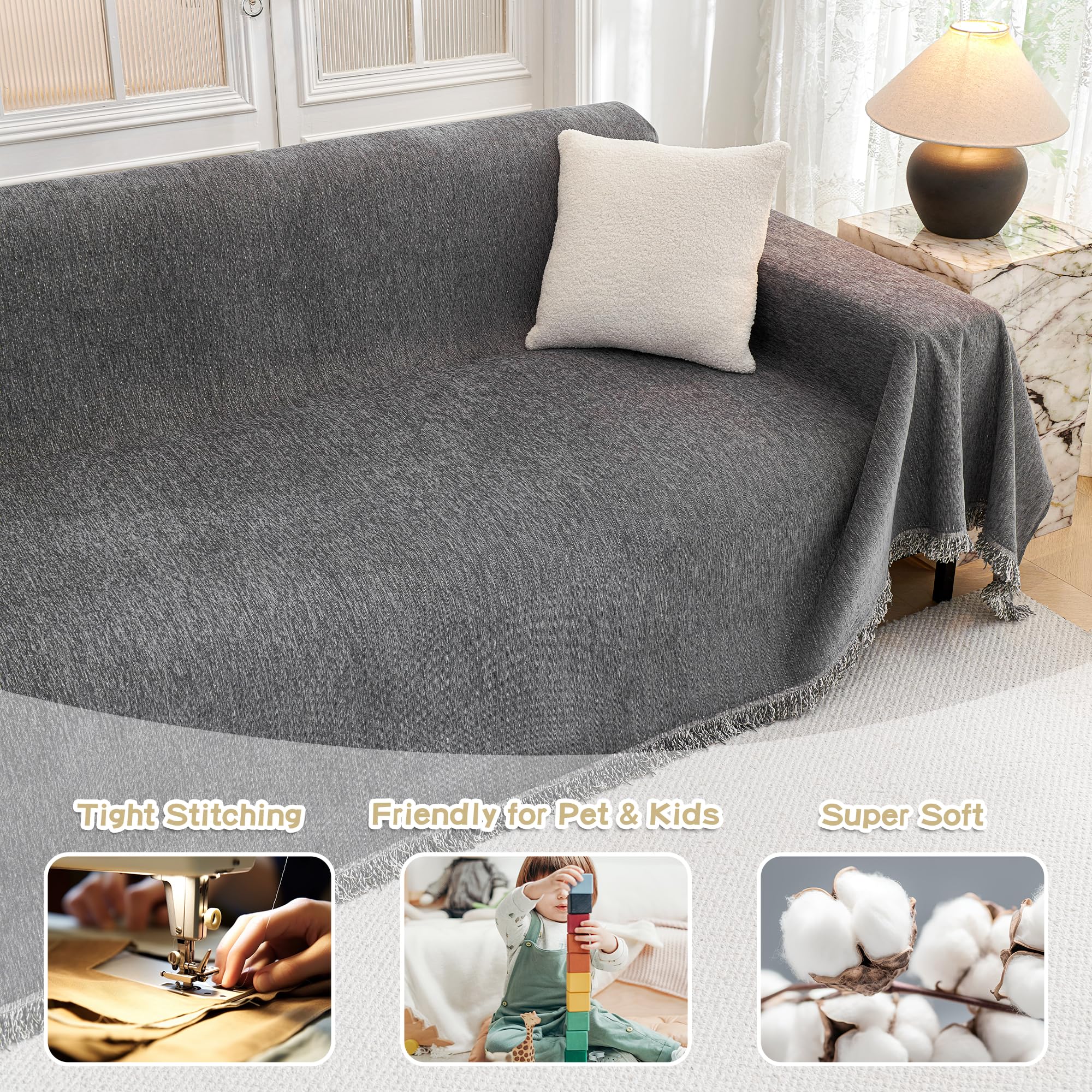 MYSKY HOME close-up of chenille fabric texture highlighting soft durable weave