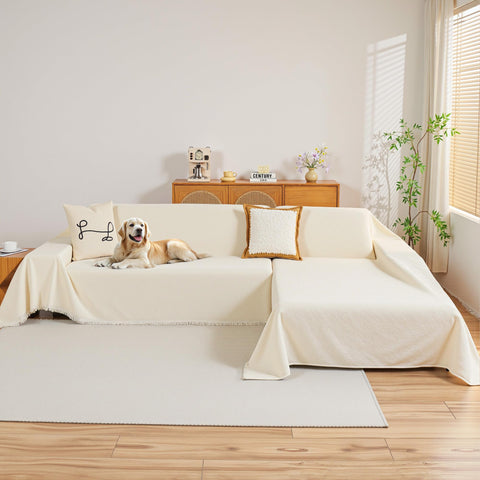 MYSKY HOME front view beige cover on sectional showing full coverage and clean look