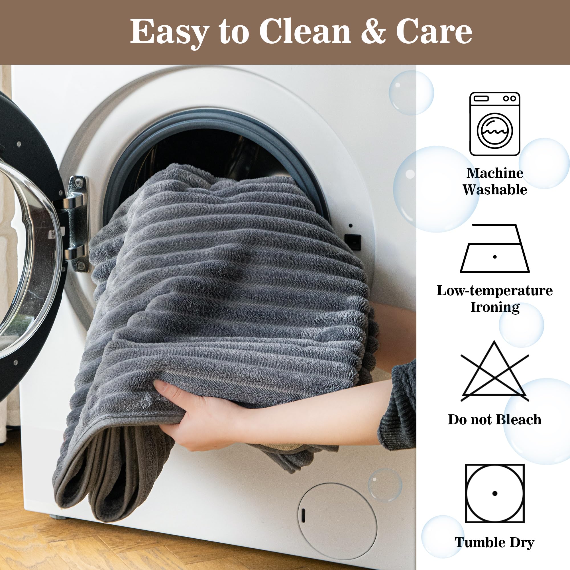 MYSKY HOME care label close-up showing washing instructions and fabric info
