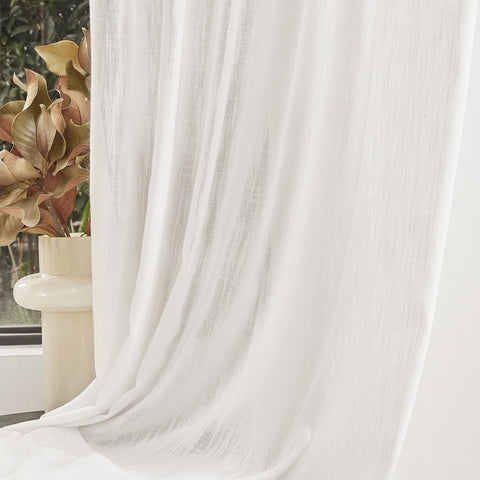 MYSKY HOME curtain beside measuring tape demonstrating true 50x84 inch size