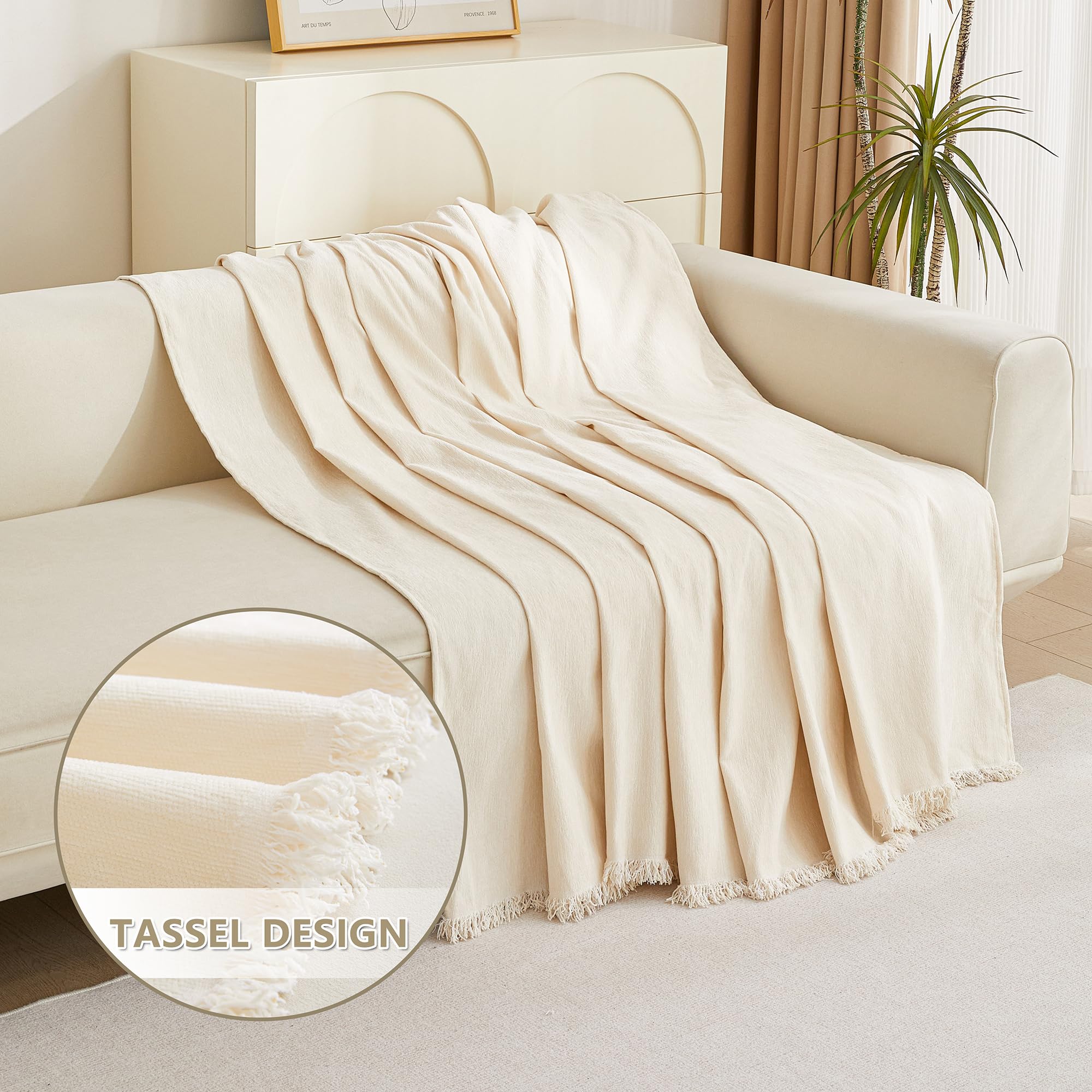 MYSKY HOME white tassel edge detail adding farmhouse-boho decorative finish