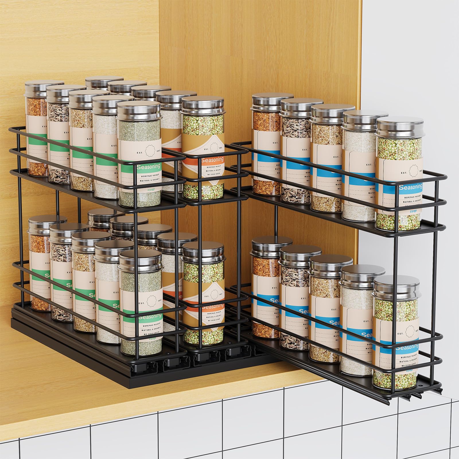 Mystozer front view showing sleek three-drawer rack for easy access