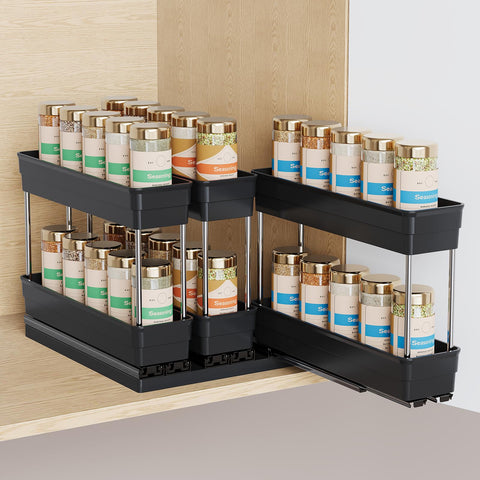 Mystozer front view showing organized spice jars and neat access benefit