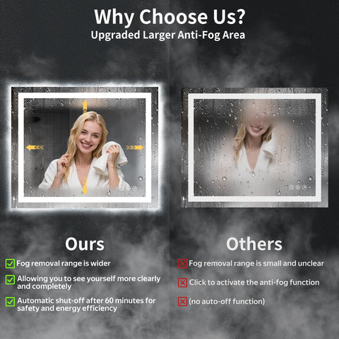 MYSUNORIA anti-fog heater detail showing quick defogging benefit