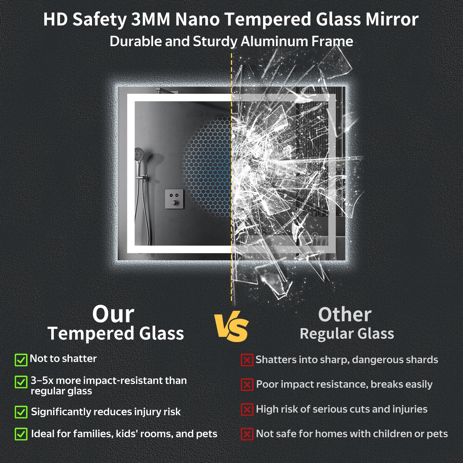 MYSUNORIA nano tempered glass texture detail showing shatter-resistant benefit