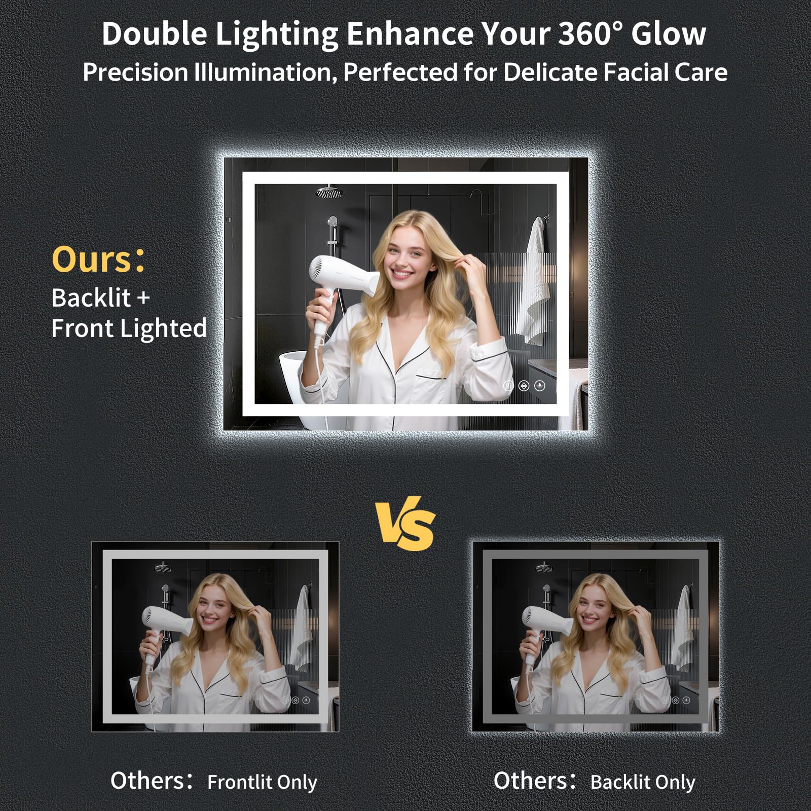 MYSUNORIA touch control closeup demonstrating easy brightness adjustment benefit