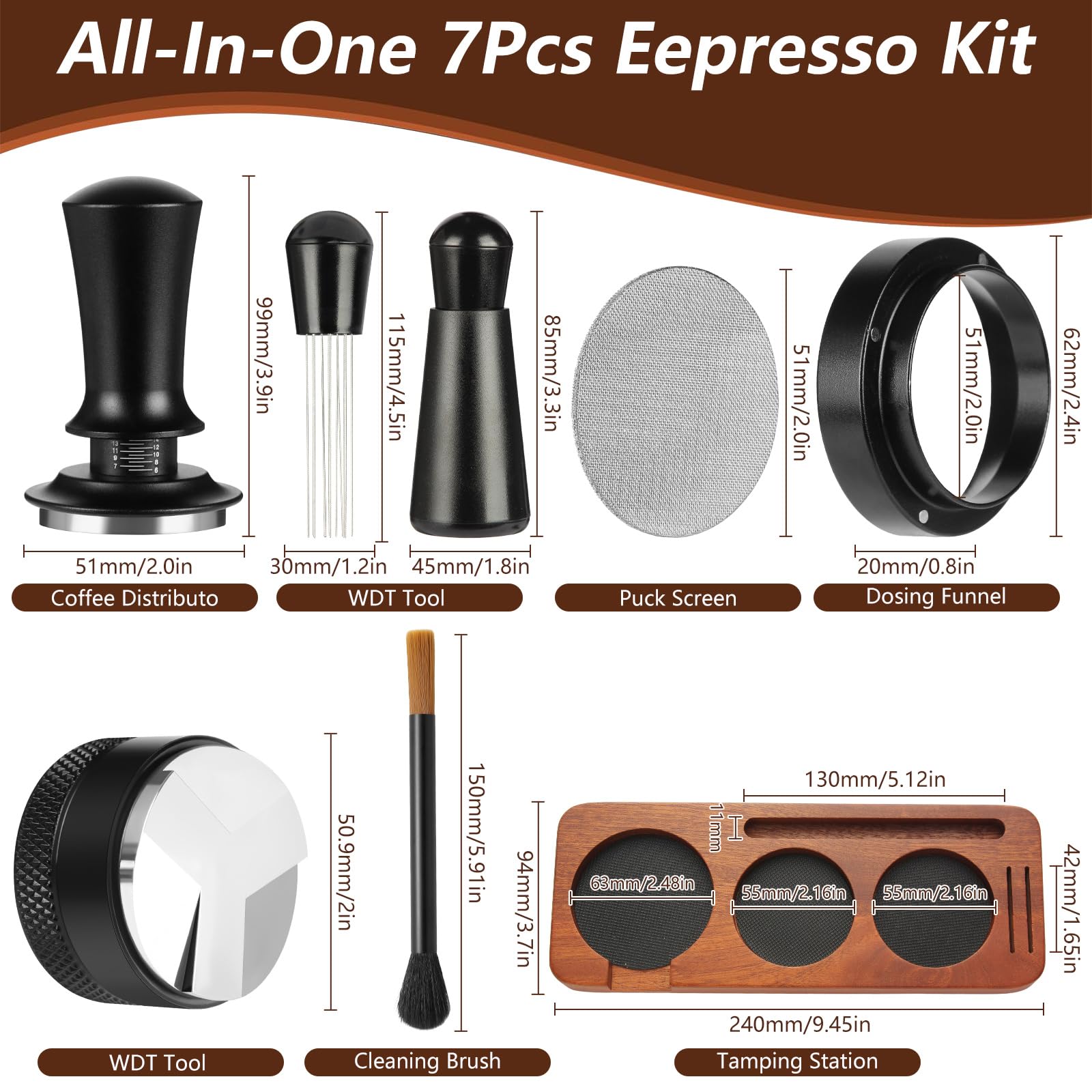 Mytdkxin wood tamping station stabilizes portafilter and reduces countertop mess