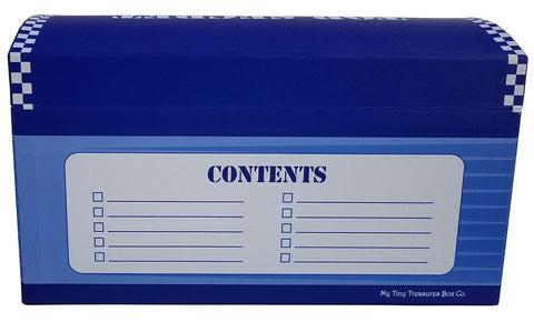 My Tiny Treasures Box superhero blue close-up of metal latch showing sturdy closure benefit