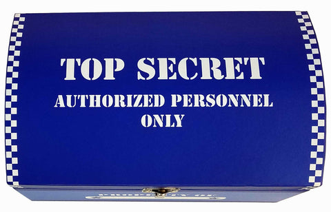 My Tiny Treasures Box superhero blue with trading cards in compartment protecting collections benefit