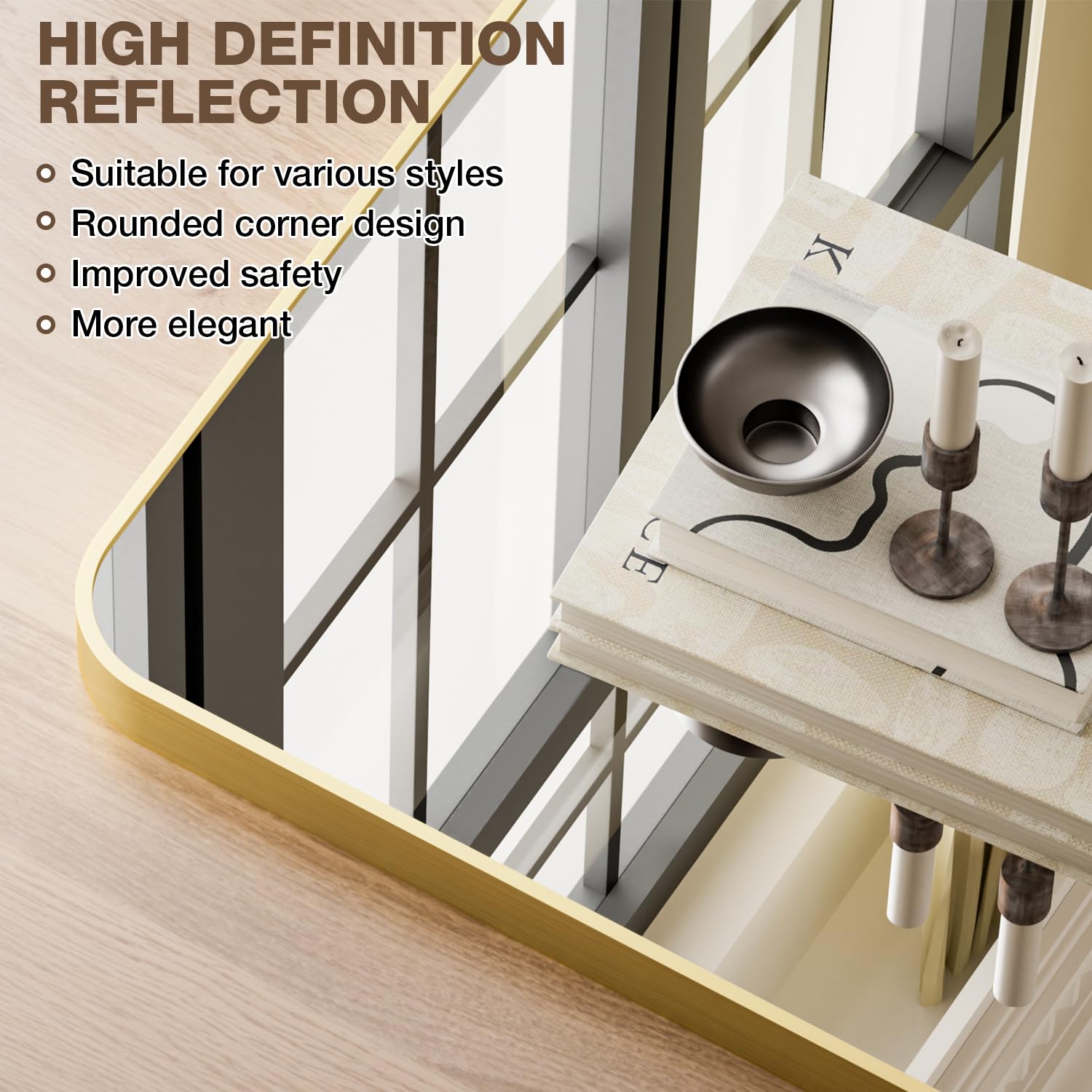 MZON side inlay detail showing glass seated in frame and benefit: secure, stable installation