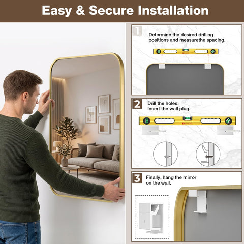 MZON mirror mounted horizontally above dual sinks showing flexible placement and benefit: versatile layout