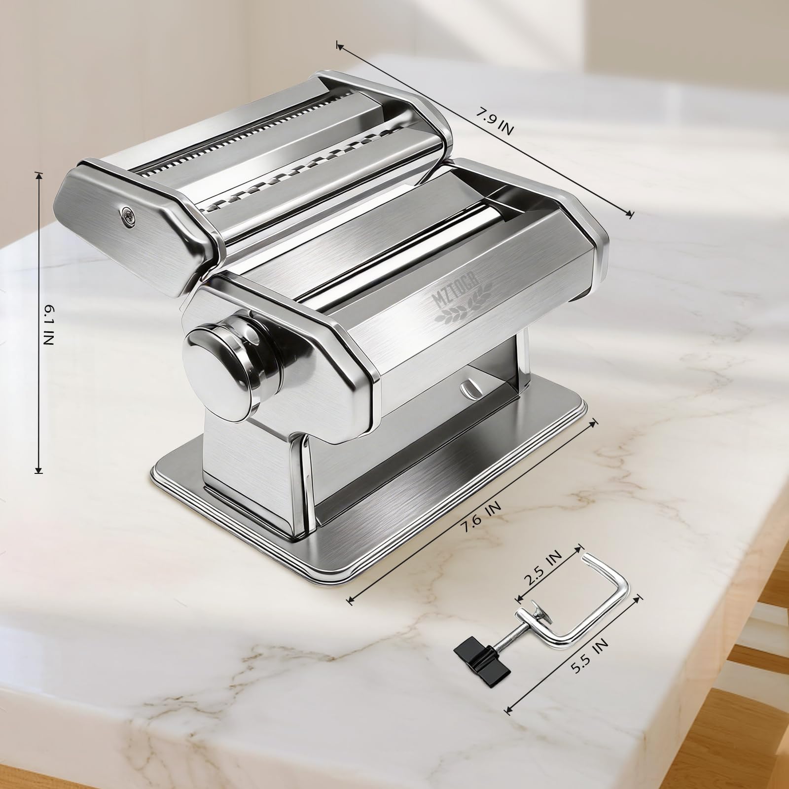 MZTOGR dual cutter and ravioli attachment displayed for versatile pasta shapes