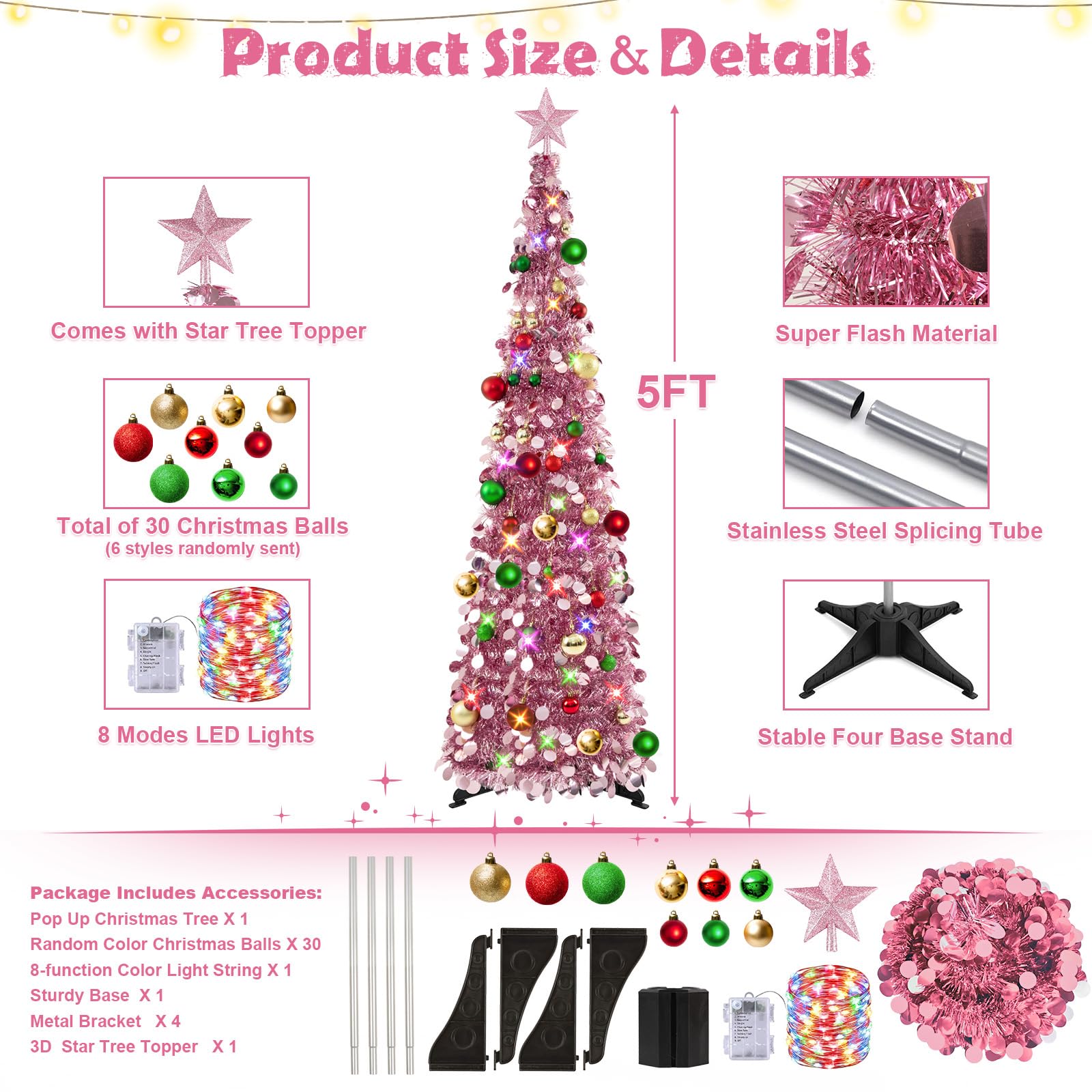 N&T NIETING image of 3D star topper and included assorted ball ornaments