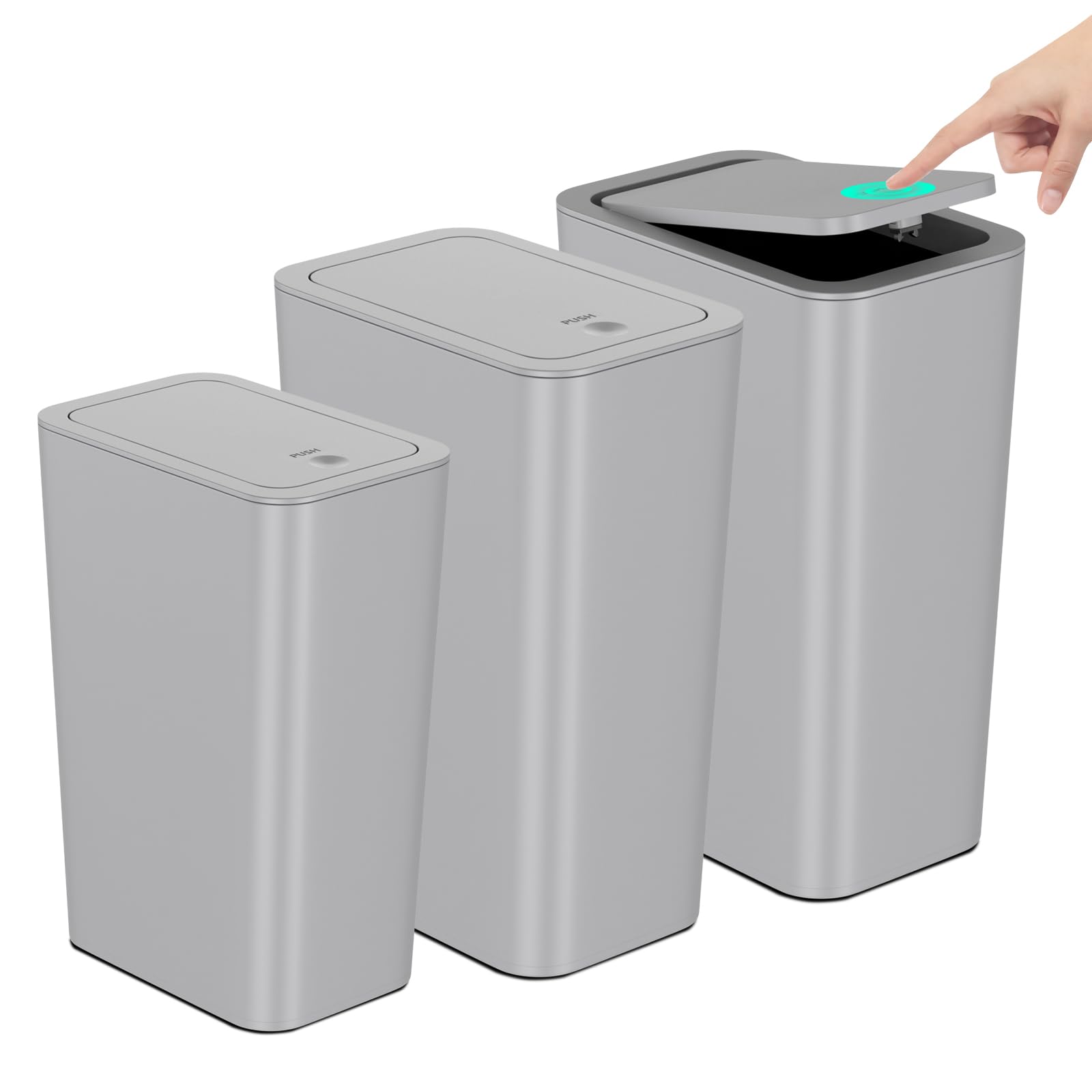 N. NETDOT front view three pack grey shows space-saving organized bins