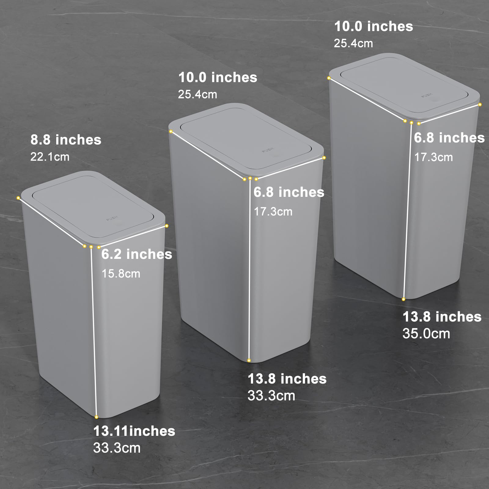 N. NETDOT size comparison showing two 4-gal and one 2.6-gal for placement options